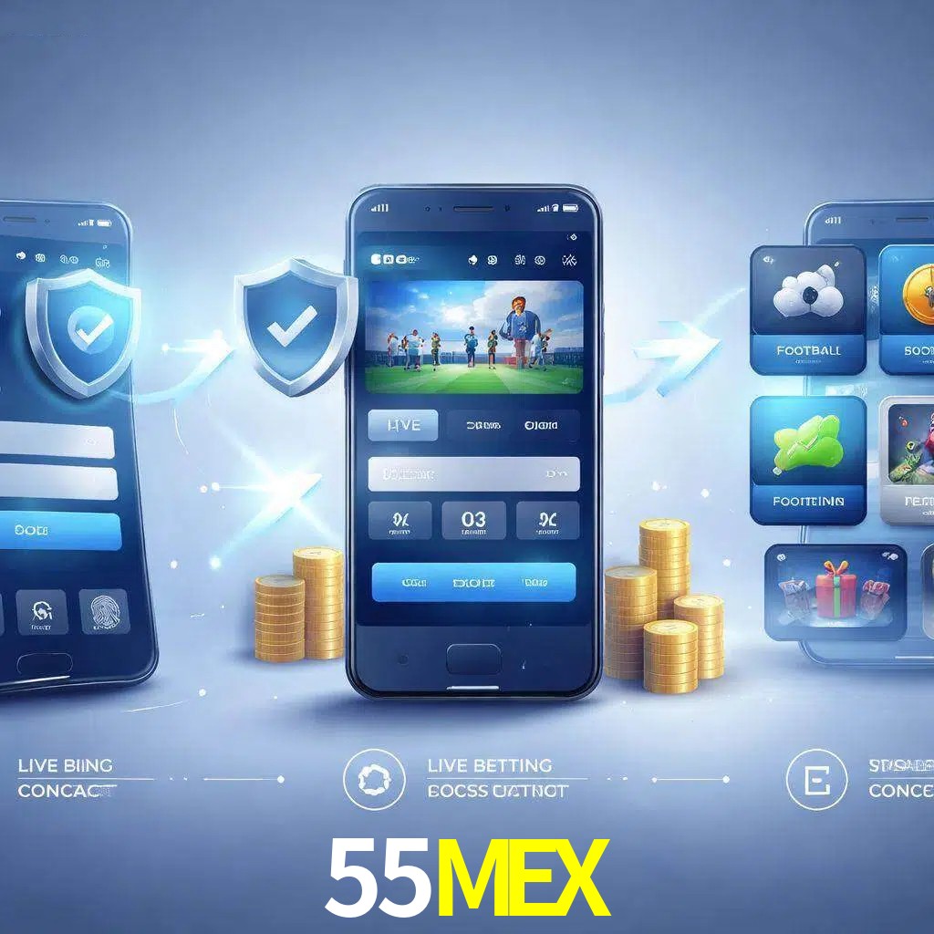 Pasos de acceso a la app 55MEX en pantalla de teléfono móvil
